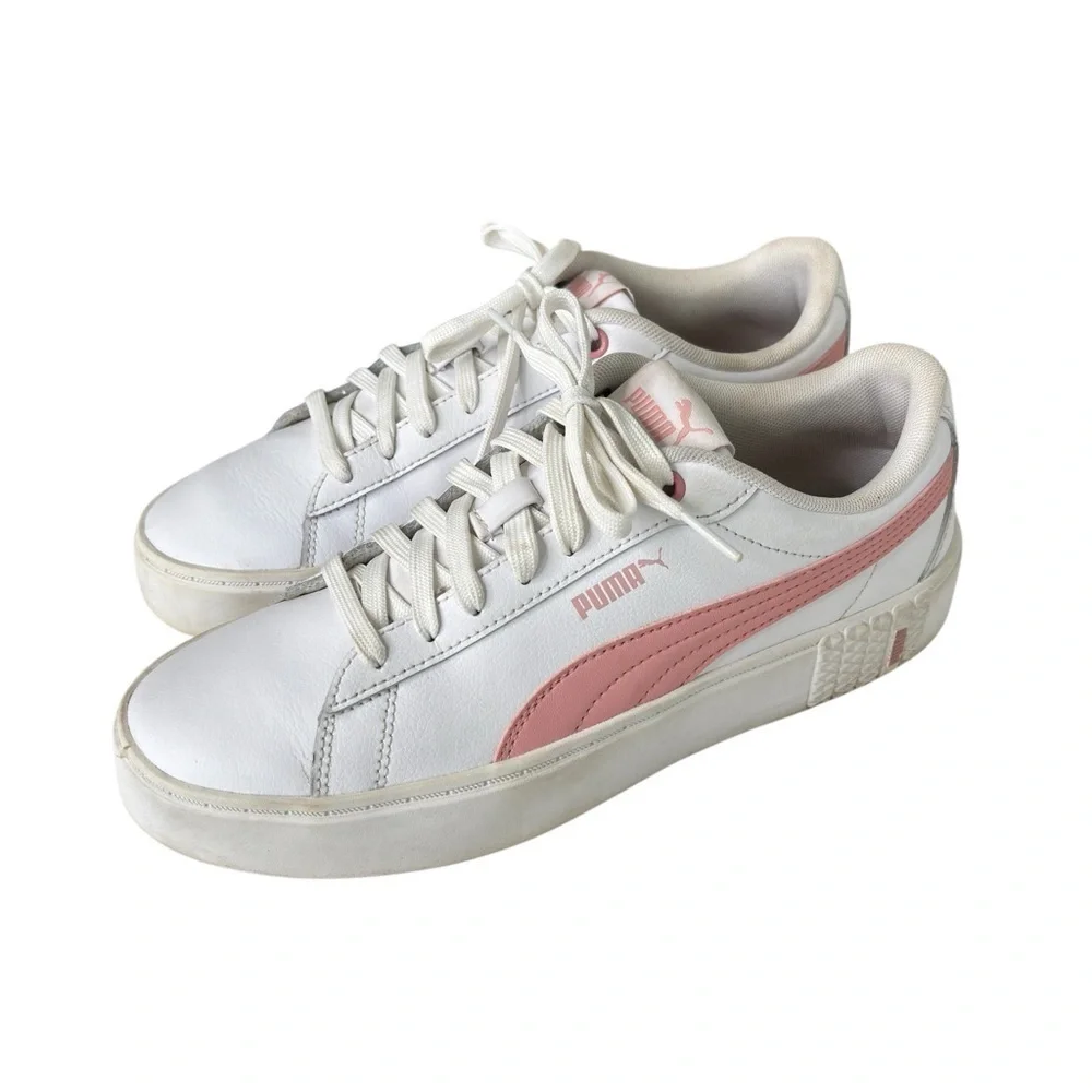 Puma Smash Platform V2 Casual Sneakers Womens Shoe Size 9 White / Pink 373035-05